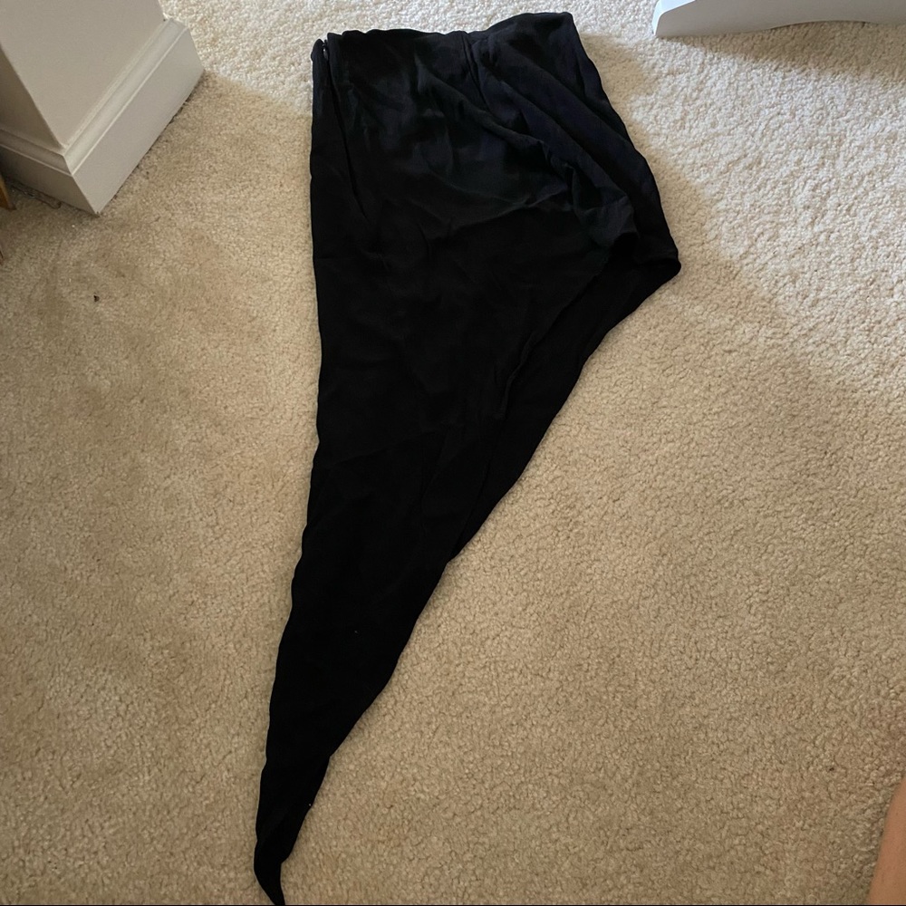 Reformation asymmetrical black skirt low-hi slit